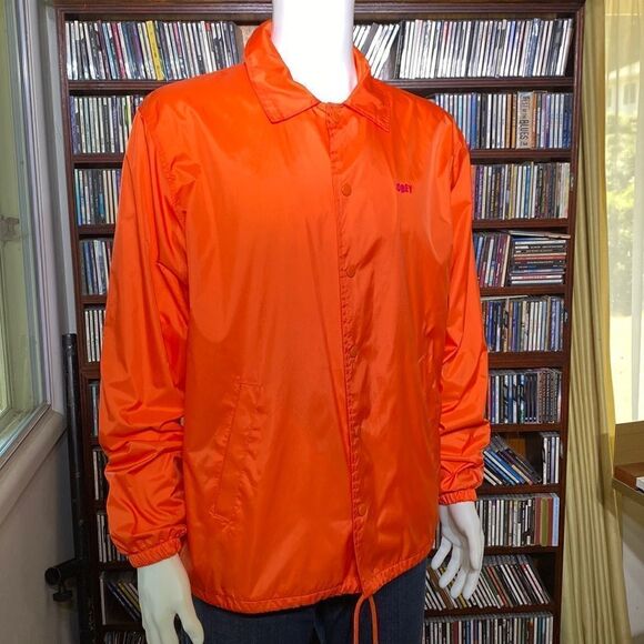 Obey Nylon Windbreaker Snap Front Jacket - Picture 2 of 15